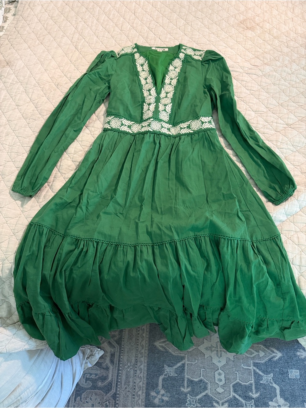 Boden Women’s Green Embroidered Long-Sleeve Dress - Picture 3 of 4